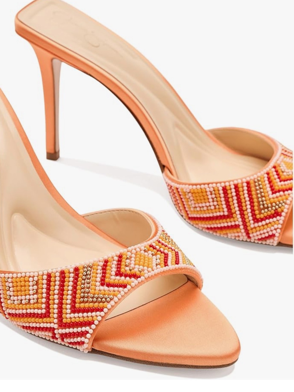 Jessica Simpson Orange Beaded High Heel Mule Sandal